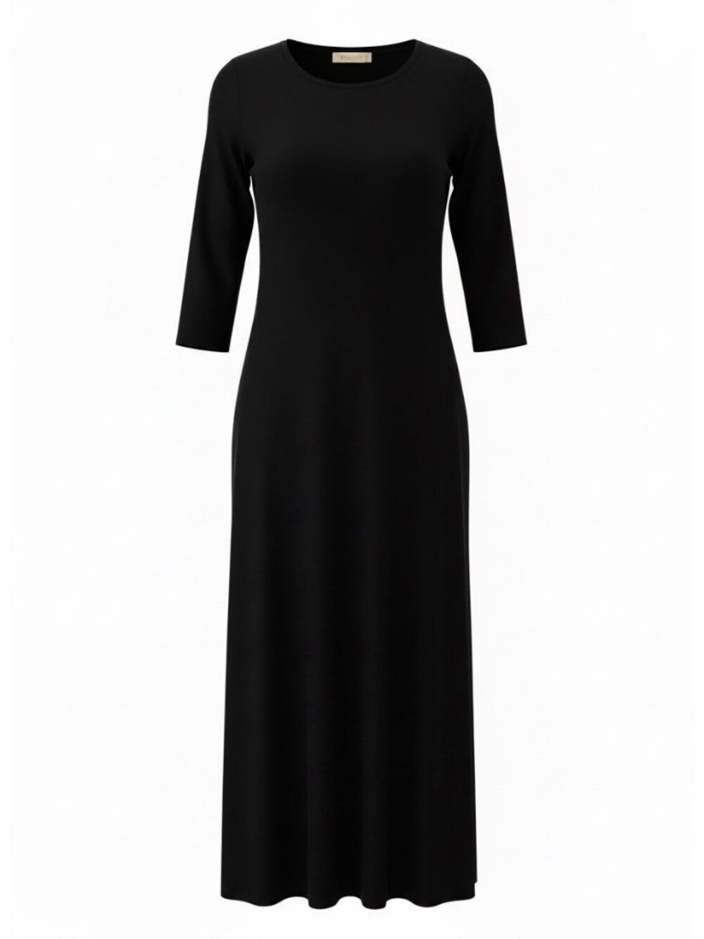 Michael Kors Black Jersey T-Shirt Dress Womens S 3/4 Sleeve Side Slits Midi Chic